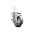 Service Caster 4 Inch Gray Polyurethane Wheel Swivel 3/4 Inch Square Stem Caster with Brake SCC-SQ20S414-PPUB-GRY-TLB-34